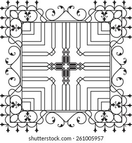 Wrought Iron Fireplace Grill Vector Art