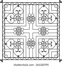 Wrought Iron Fireplace Grill Vector Art