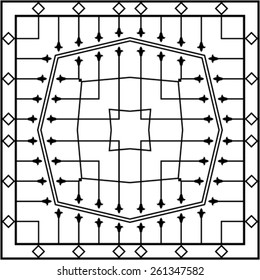 Wrought Iron Fireplace Grill Vector Art