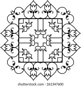 Wrought Iron Fireplace Grill Vector Art