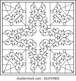 Wrought Iron Fireplace Grill Vector Art