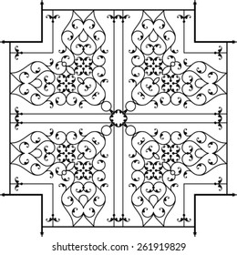 Wrought Iron Fireplace Grill Vector Art