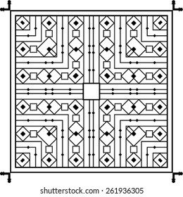 Wrought Iron Fireplace Grill Vector Art