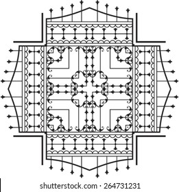 Wrought Iron Fireplace Grill Vector Art