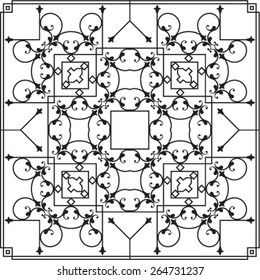 Wrought Iron Fireplace Grill Vector Art