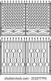 Wrought Iron Gate, Door, Fence, Window, Grill, Railing Design Vector Art