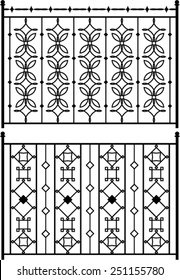 Wrought Iron Gate, Door, Fence, Window, Grill, Railing Design Vector Art