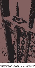 Wrought iron gate and old chain