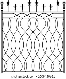 Wrought Iron Gate, Ornamental Design Vector Illustration