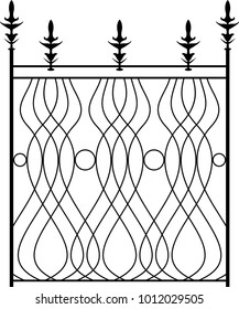 Wrought Iron Gate, Ornamental Design Vector Illustration