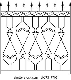Wrought Iron Gate, Ornamental Design Vector Illustration