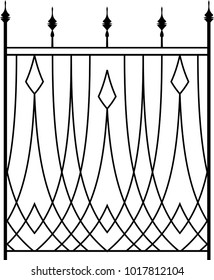 Wrought Iron Gate, Ornamental Design Vector Illustration