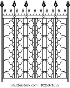Wrought Iron Gate, Ornamental Design Vector Illustration