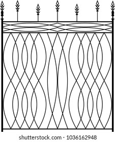 Wrought Iron Gate, Ornamental Design Vector Illustration