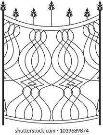 Wrought Iron Gate, Ornamental Design Vector Illustration