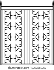 Wrought Iron Gate, Ornamental Design Vector Art Illustration