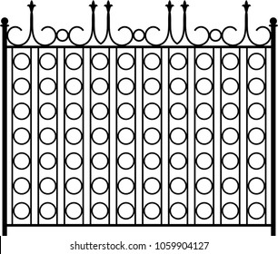 Wrought Iron Gate, Ornamental Design Vector Art Illustration