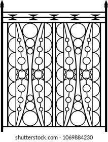 Puerta de hierro forjado, Ilustración de arte de vectores de diseño ornamental