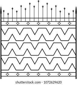 Wrought Iron Gate, Ornamental Design Vector Art Illustration