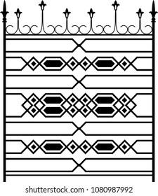 Wrought Iron Gate, Ornamental Design Vector Art Illustration