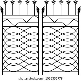 Wrought Iron Gate, Ornamental Design Vector Illustration