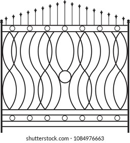 Wrought Iron Gate, Ornamental Design Vector Art Illustration