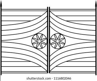 Wrought Iron Gate, Ornamental Design Vector Illustration