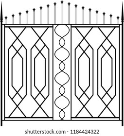 Wrought Iron Gate, Ornamental Design Vector Art Illustration