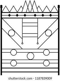 Wrought Iron Gate, Ornamental Design Vector Art Illustration