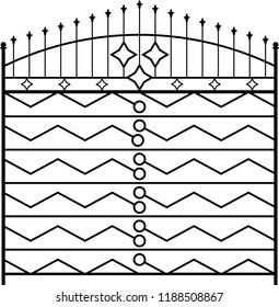 Wrought Iron Gate, Ornamental Design Vector Art Illustration