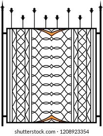 Wrought Iron Gate, Ornamental Design Vector Art Illustration