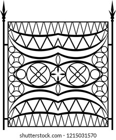 Wrought Iron Gate, Ornamental Design Vector Art Illustration