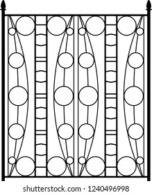 Wrought Iron Gate, Ornamental Design Vector Art Illustration