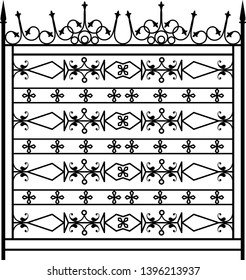 Wrought Iron Gate, Ornamental Design Vector Art Illustration
