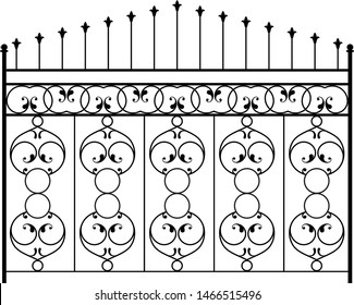 Wrought Iron Gate, Ornamental Design Vector Illustration