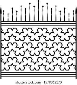 Wrought Iron Gate, Ornamental Design Vector Art Illustration