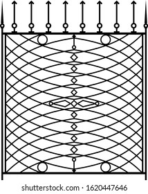 Wrought Iron Gate, Ornamental Design Vector Art Illustration