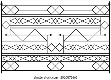 Wrought Iron Gate, Ornamental Gate Design Vector Art Illustration