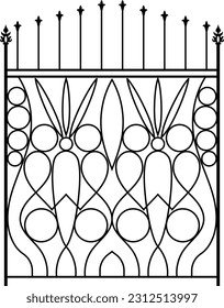 Wrought Iron Gate, Ornamental Design Vector Art Illustration