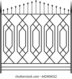 Wrought Iron Gate, Ornamental Design Vector Illustration