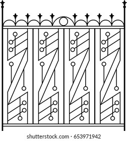 Wrought Iron Gate, Ornamental Design Vector Illustration