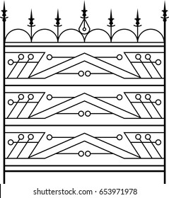 Wrought Iron Gate, Ornamental Design Vector Illustration