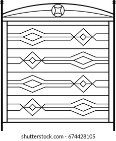 Wrought Iron Gate, Ornamental Design Vector Illustration