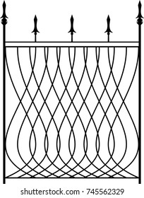 Wrought Iron Gate, Ornamental Design Vector Illustration