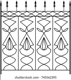 Wrought Iron Gate, Ornamental Design Vector Illustration