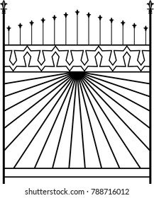Wrought Iron Gate, Ornamental Design Vector Illustration