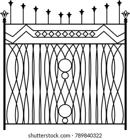 Wrought Iron Gate, Ornamental Design Vector Illustration