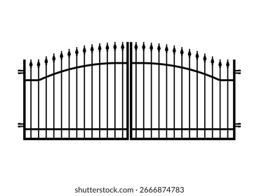 Wrought iron gate silhouette - vector illustration
