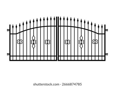 Wrought iron gate silhouette - vector illustration
