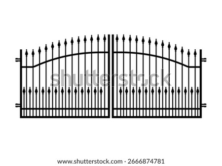 Wrought iron gate silhouette - vector illustration